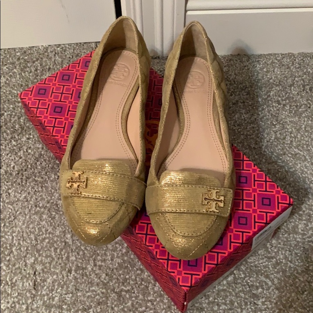 Tory Burch Leila Loafer Quilted Metallic Sz 7.5